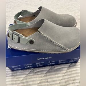 Birkenstock Lutry Premium Suede Sage Clogs